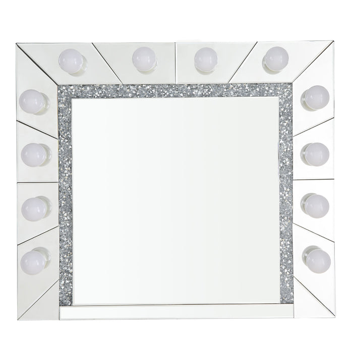 Noralie 32"L x 28"H Glam Accent Mirror with Faux Diamonds