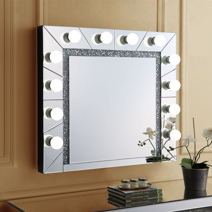 Noralie 32"L x 28"H Glam Accent Mirror with Faux Diamonds