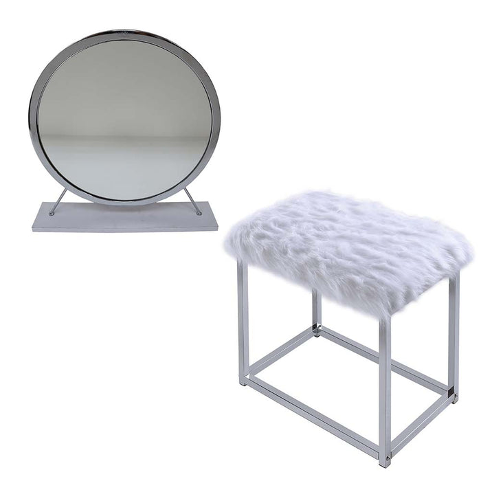 Adao 19"H Upholstered Vanity Mirror & Stool