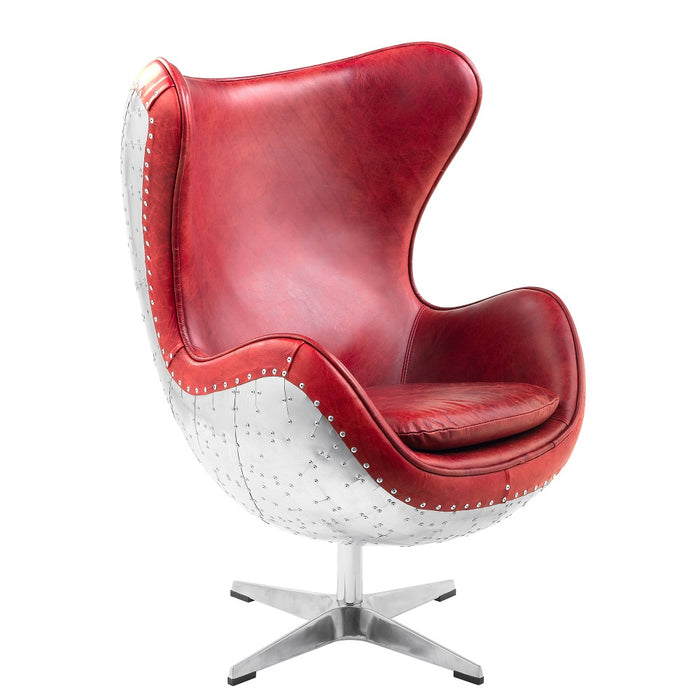Brancaster Top Grain Leather Accent Egg Chair with High Back