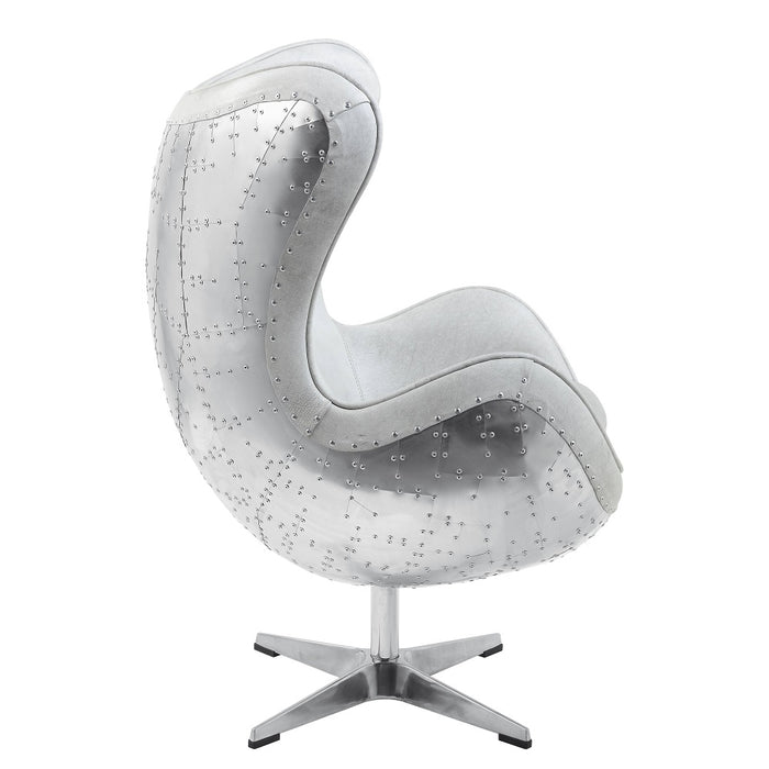 Brancaster Top Grain Leather Accent Egg Chair with High Back