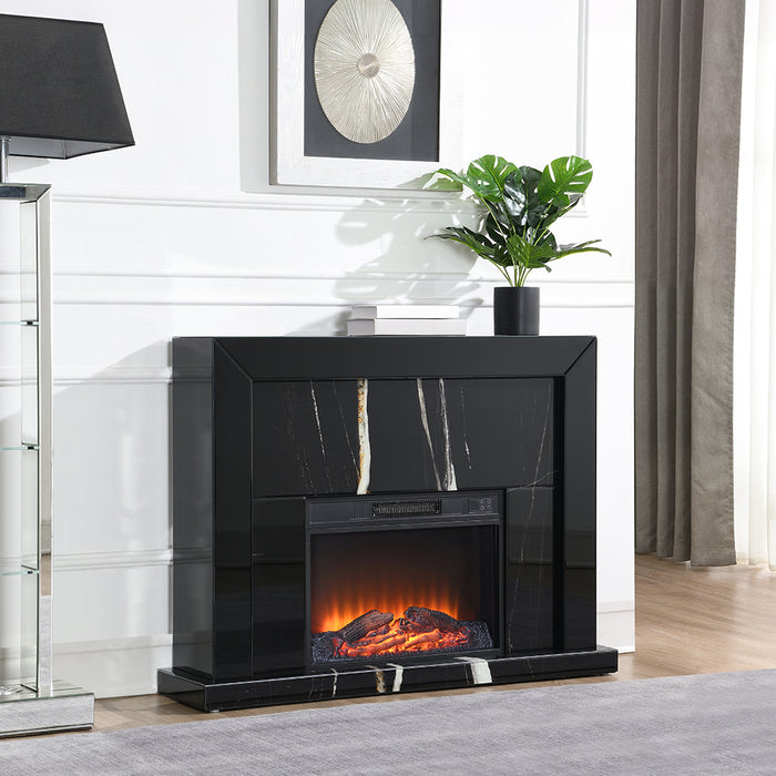 Drisana 47"L Rectangular Marble Grain Fireplace