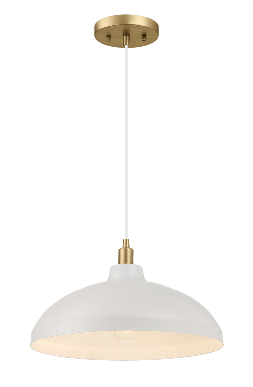 Astral Single Light White Pendant Lamp with Golder Brass Finish for Entrance Kitchen Island 14"D × 8"H - West Lamp