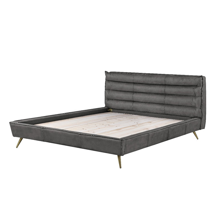 Doris Upholstered Top Grain Leather Bed