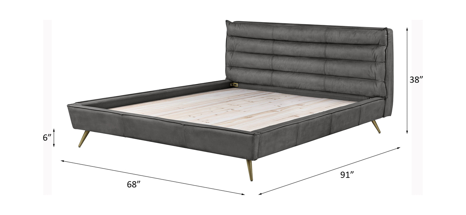 Doris Upholstered Top Grain Leather Bed