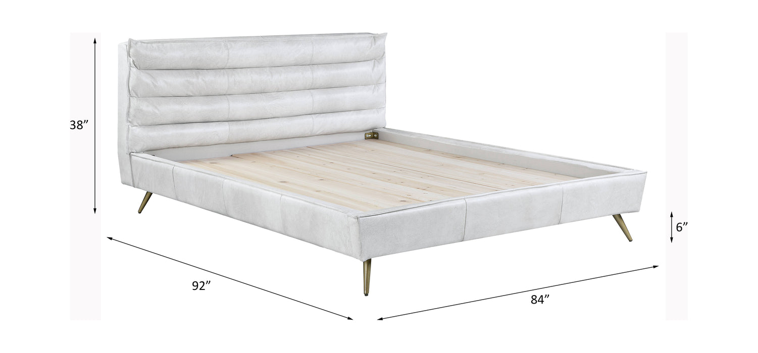 Doris Upholstered Top Grain Leather Bed