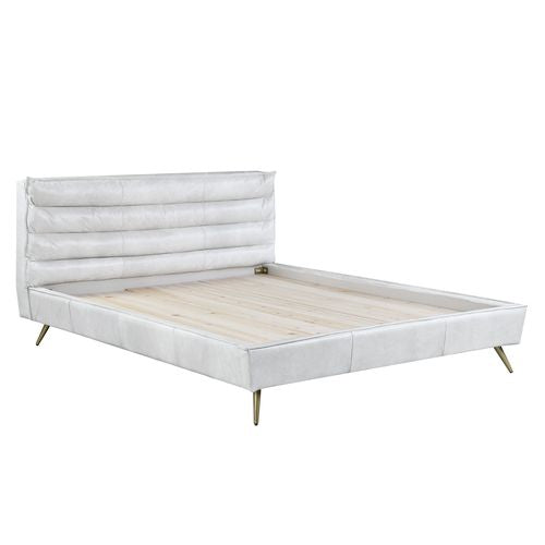 Doris Upholstered Top Grain Leather Bed