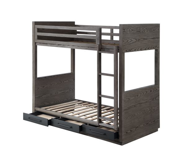 Estevon Teenager Solid Wood Bunk Bed (T/T) with Storage