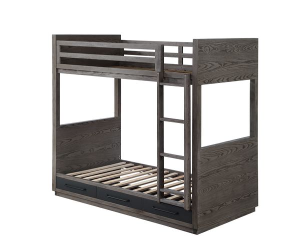 Estevon Teenager Solid Wood Bunk Bed (T/T) with Storage