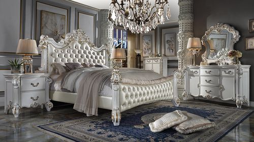 Vendome Upholstered Bed with Crystal-Like Button Tufted Headboard & Footboard