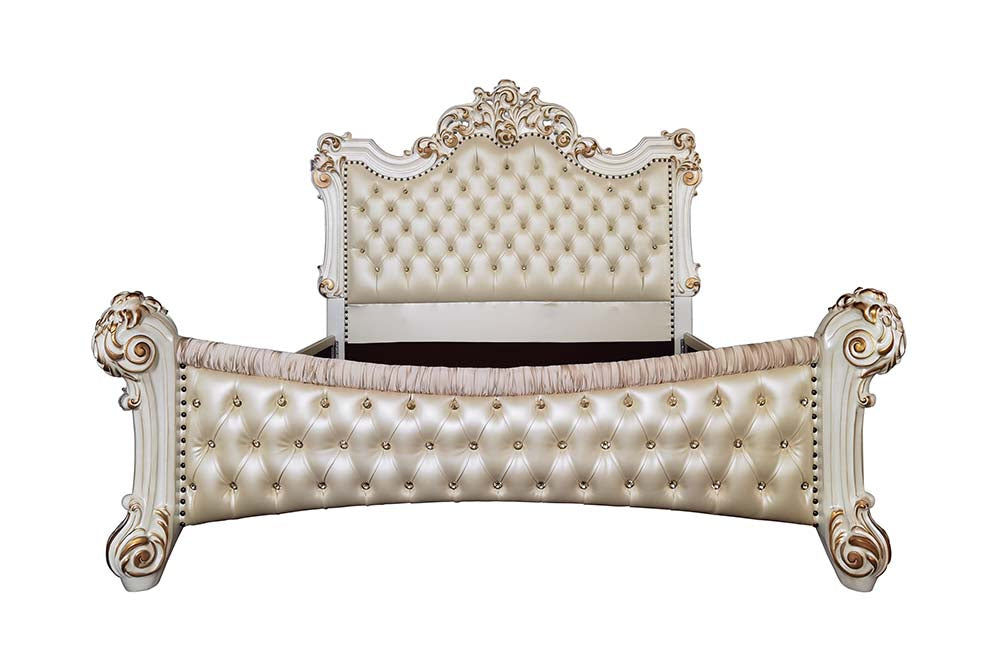 Vendome Upholstered Bed with Crystal-Like Button Tufted Headboard & Footboard