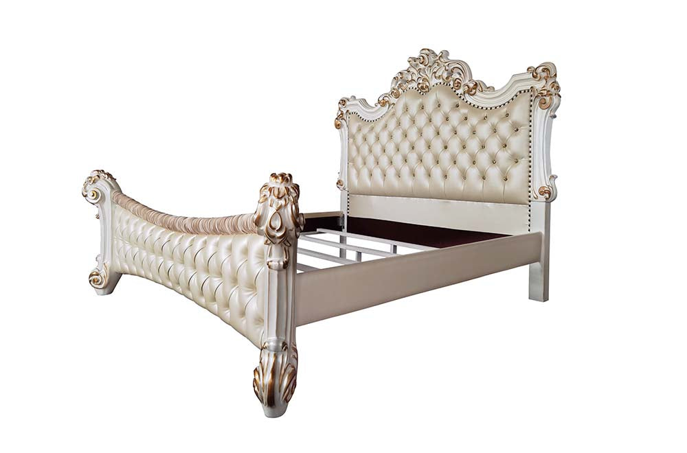 Vendome Upholstered Bed with Crystal-Like Button Tufted Headboard & Footboard