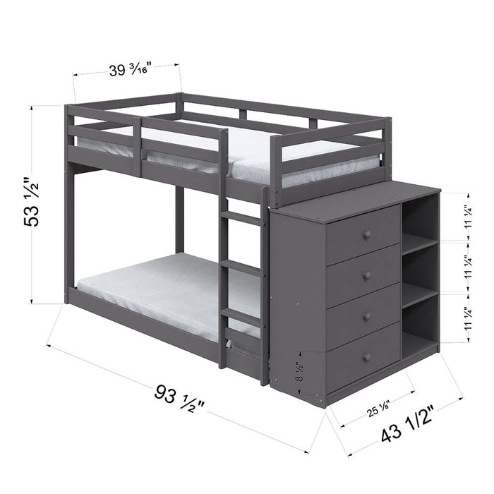 Gaston 4 Drawers Bunk Bed (T/T) with 4 Drawers & 3 Compartments