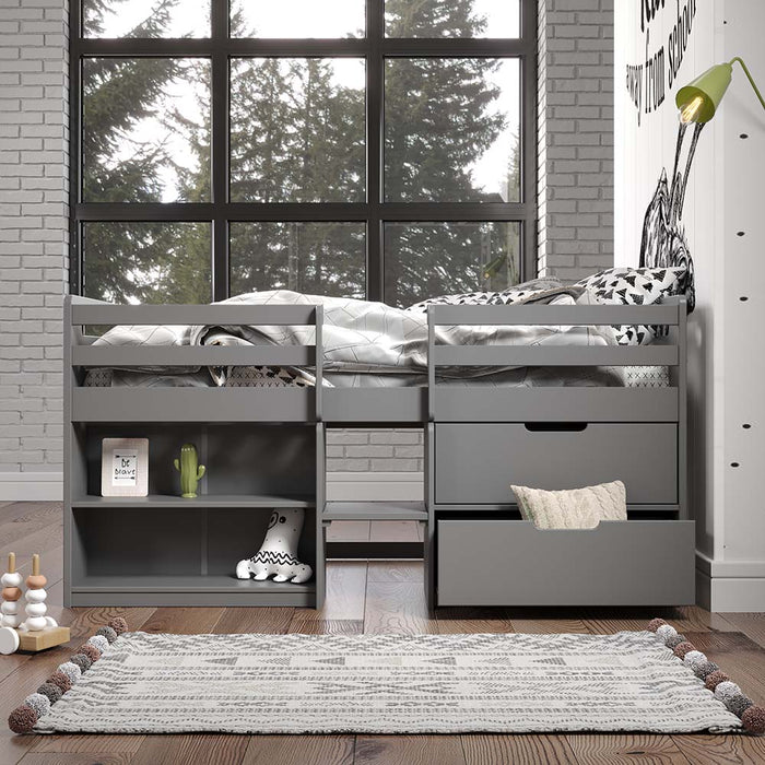 Fabiana Twin Loft Bed 2 Drawers Twin Loft Bed with Storage