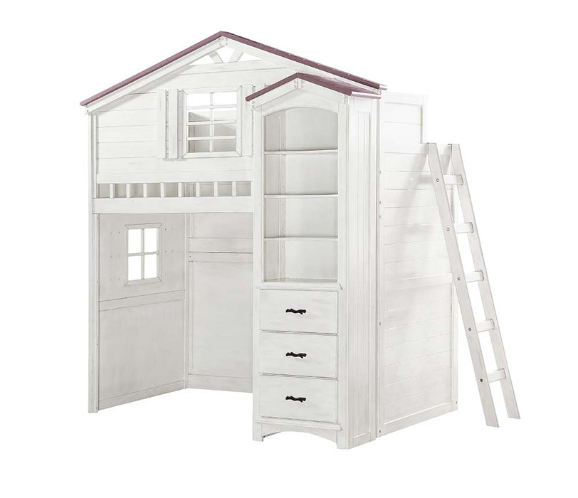 Tree House Teenager Solid Wood Twin Loft Bed with Storage