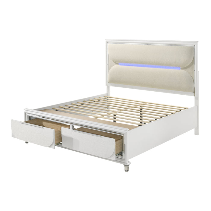 Tarian Upholstered Bed with Storage & LED