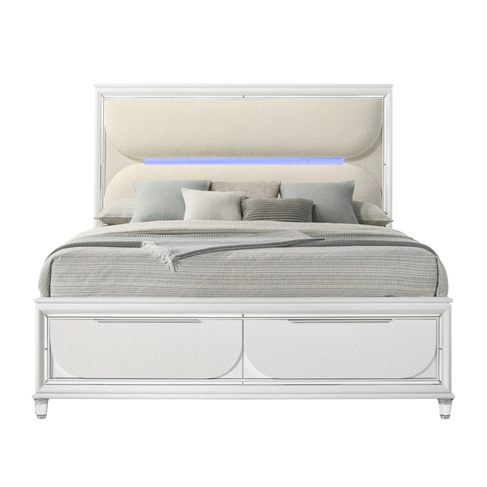 Tarian Upholstered Bed with Storage & LED