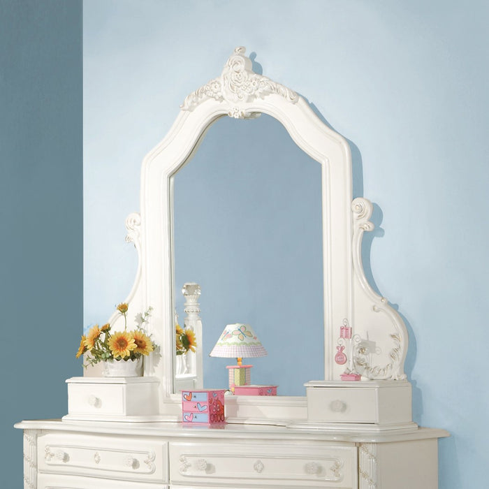 Pearl Arched Mirror with Jewelry Storage