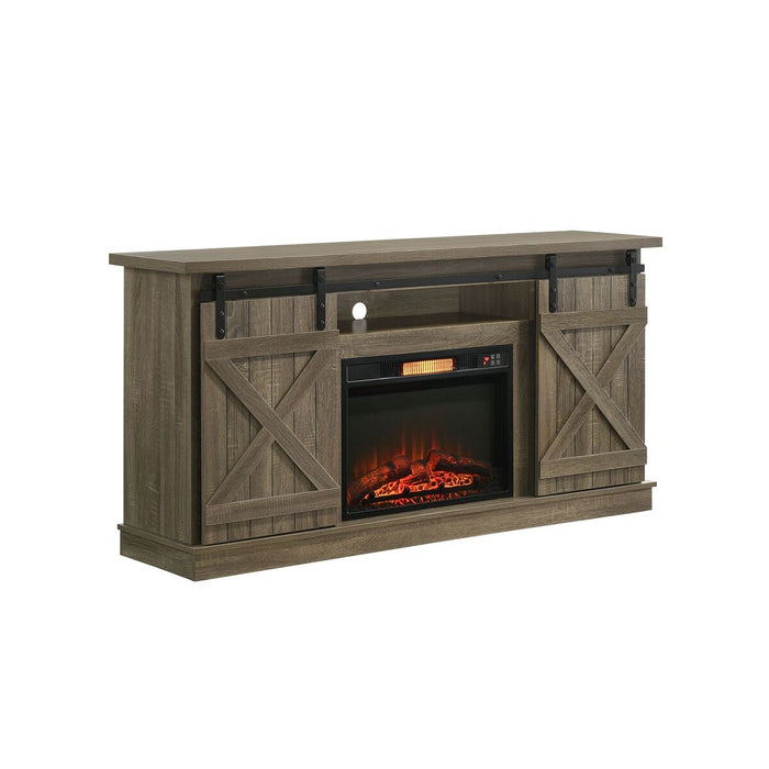 Brice 64 In Fireplace W/ Barn Door