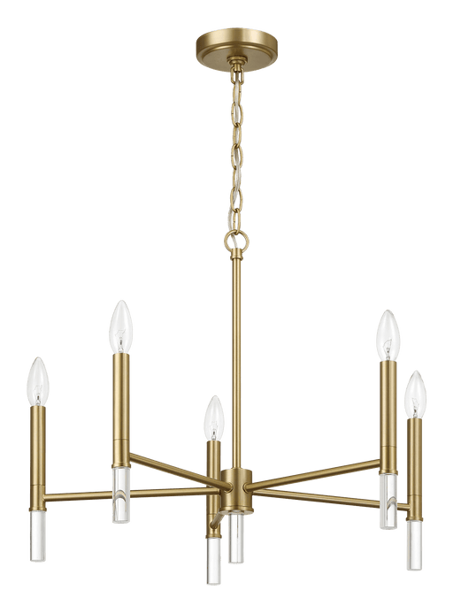 Courtyard Five Light Golden Brass Candle Light Chandelier 24"W × 17.75"H - West Lamp