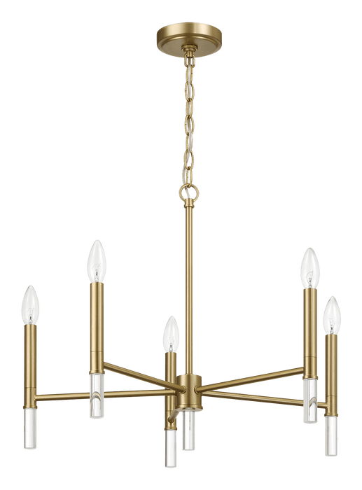 Courtyard Five Light Golden Brass Candle Light Chandelier 24"W × 17.75"H - West Lamp