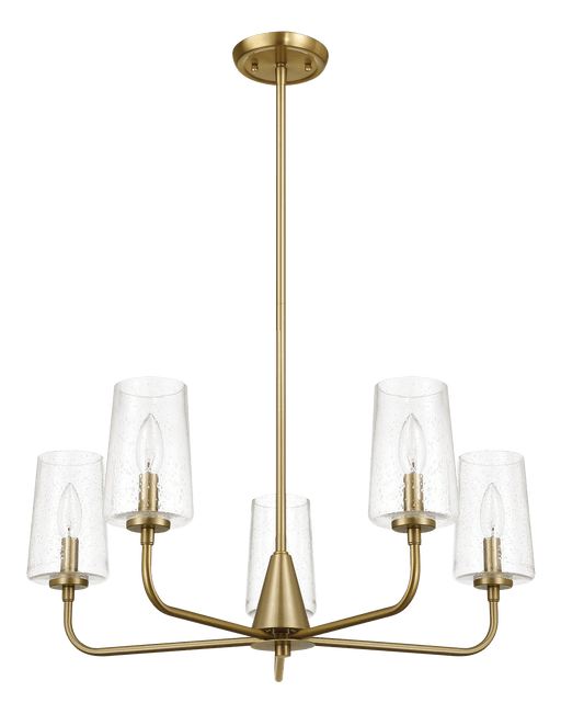 Dazzle Five Lights Chandelier With Clear Seeded Glass -Satin Brass - West Lamp