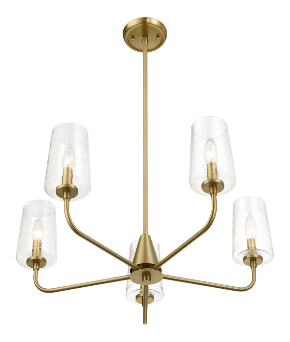 Dazzle Five Lights Chandelier With Clear Seeded Glass -Satin Brass - West Lamp