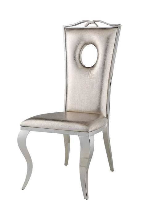 Cyrene 43"H Upholstered Side Chair with Circle Shape Cut-Out Back (Set-2)