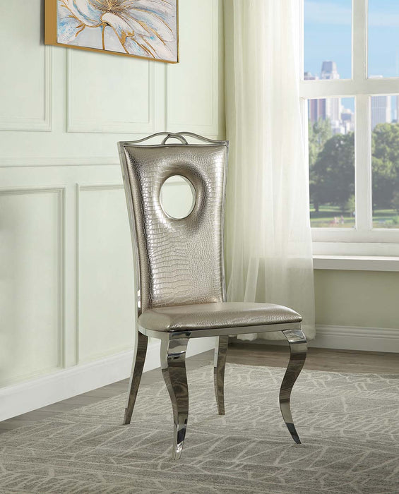 Cyrene 43"H Upholstered Side Chair with Circle Shape Cut-Out Back (Set-2)