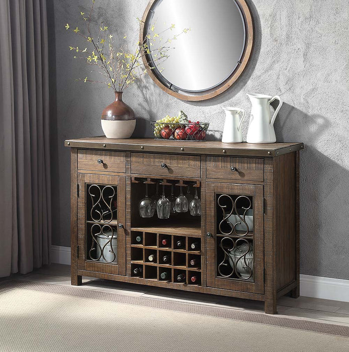 Raphaela 3 Drawers Server with Cup Holder & Wine Rack