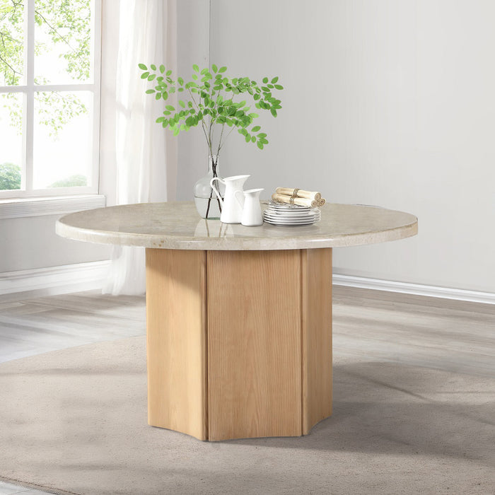 Qwin 52"Dia Round Dining Table with Marble Top