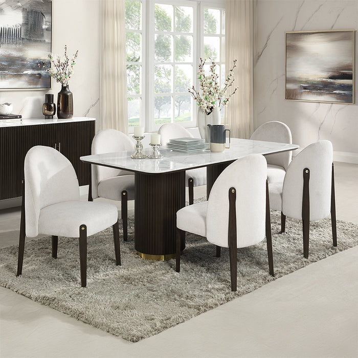 Clayten 71"L Rectangular Dining Table with Marble Top