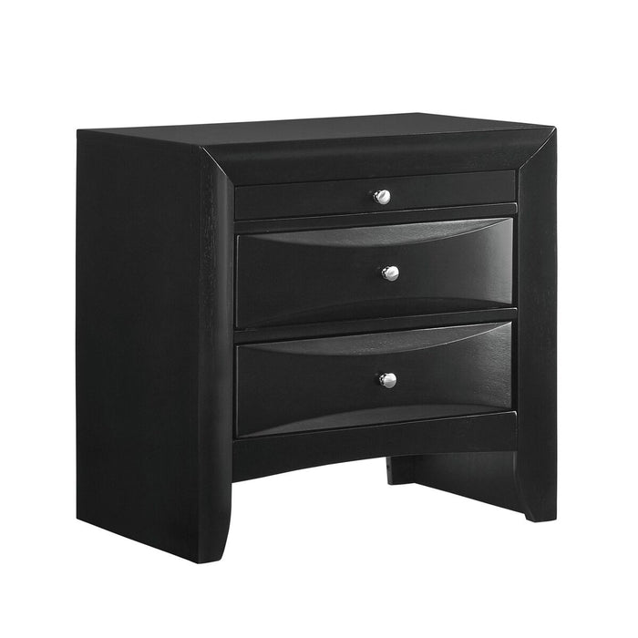 Emily 3-Drawer Nightstand in Black