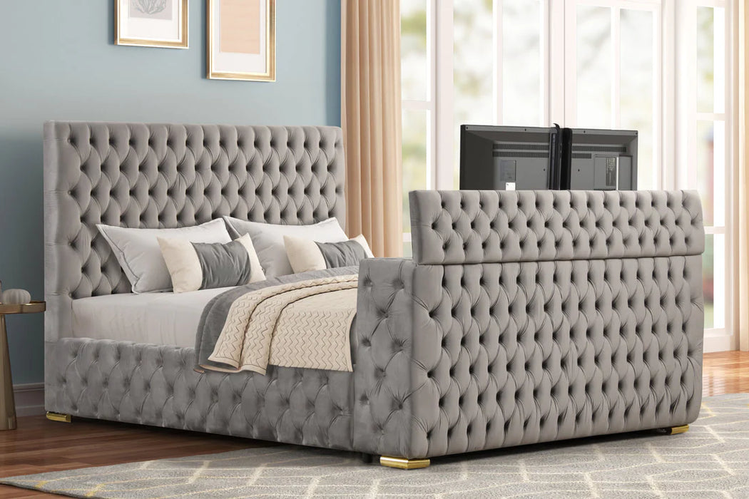 Future King Grey Platform Bed