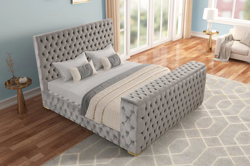 Future King Grey Platform Bed