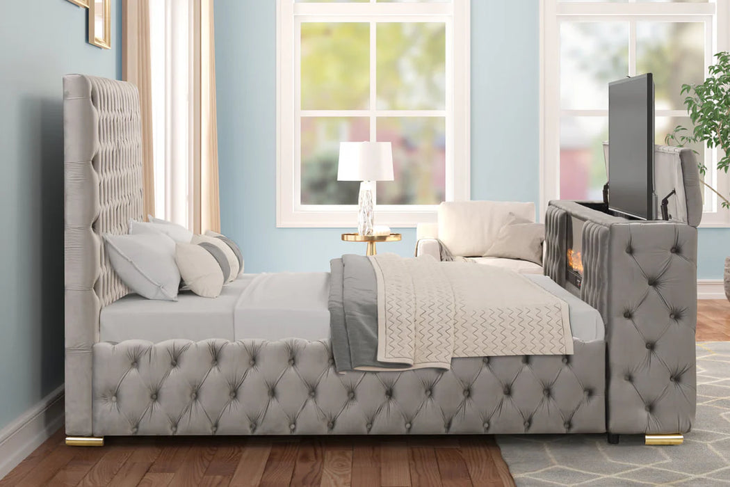 Future King Grey Platform Bed