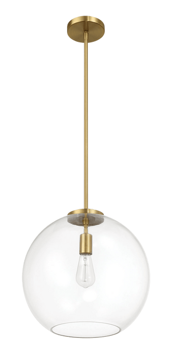 Gleam Single Light Pendant Lamp With Clear Globe Glass - Satin Brass - West Lamp