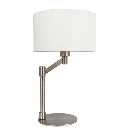 Horizon Brushed Nickel Table Lamp with On/Off Switch Curved Metal Base Linen Shade - West Lamp