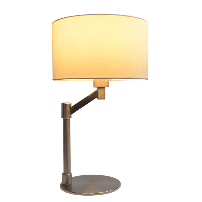 Horizon Brushed Nickel Table Lamp with On/Off Switch Curved Metal Base Linen Shade - West Lamp