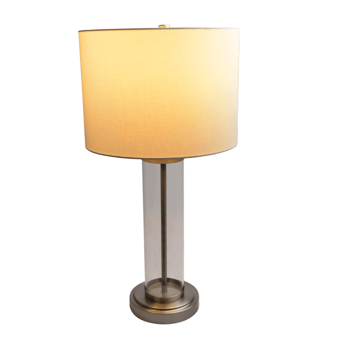 Luna Brushed Nickel Table Lamp with On/Off Switch Clear Glass Body Metal Base - West Lamp