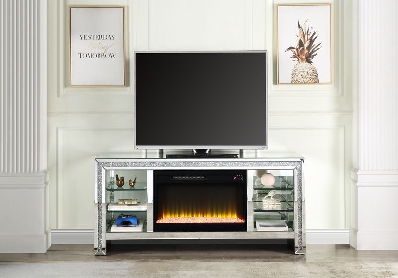 Noralie 28"H Glam TV Stand with Fireplace & LED