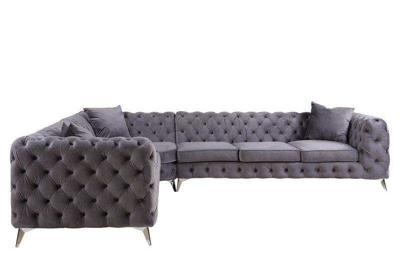 Wugtyx 132"L Sectional Sofa with 3 Pillows