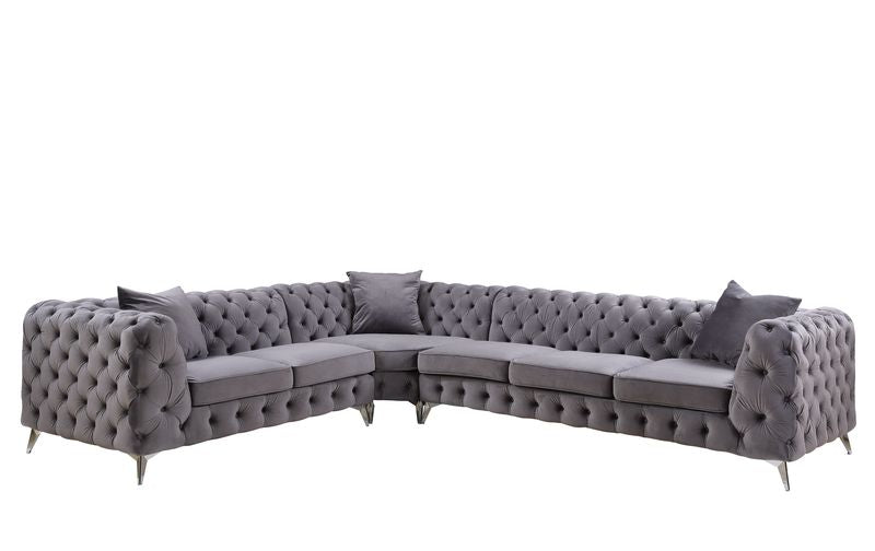 Wugtyx 132"L Sectional Sofa with 3 Pillows