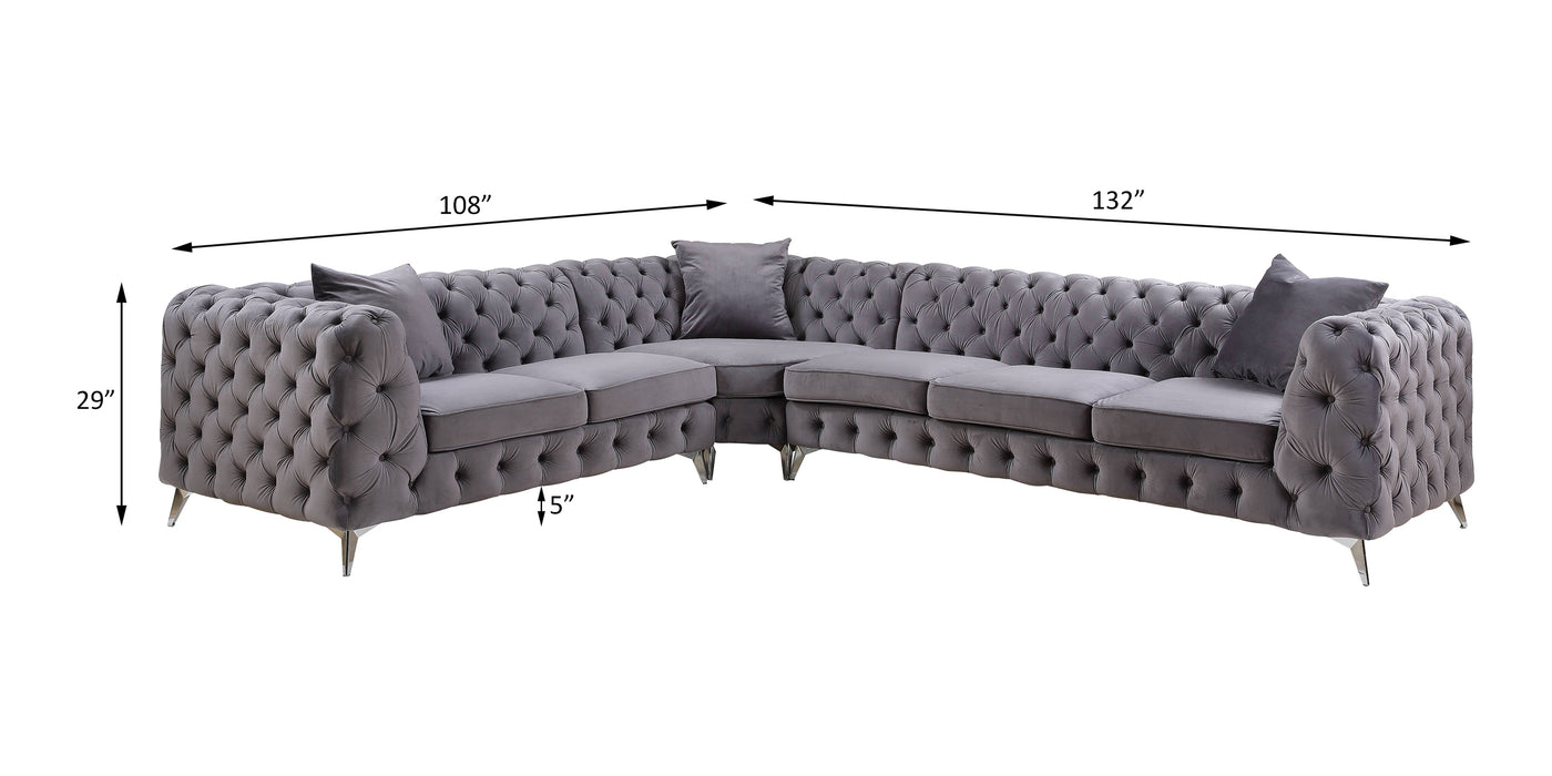 Wugtyx 132"L Sectional Sofa with 3 Pillows