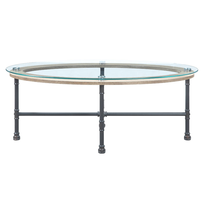 Brantley Oval 47"L Glass Top Coffee Table