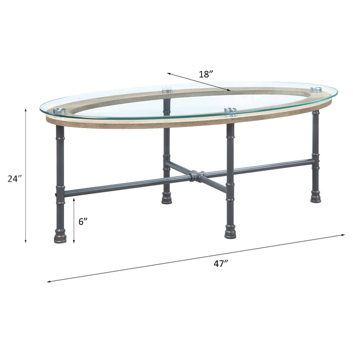 Brantley Oval 47"L Glass Top Coffee Table