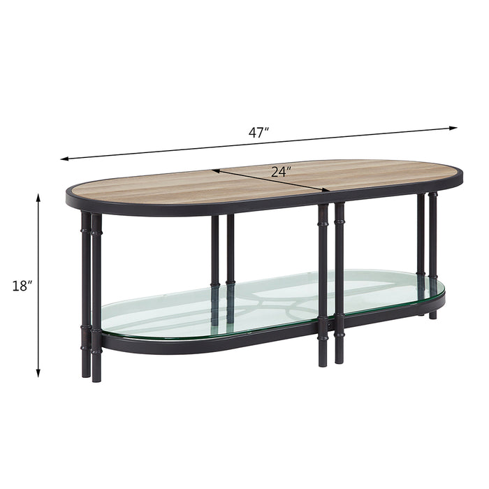 Brantley Oval 47"L Wooden Top Coffee Table