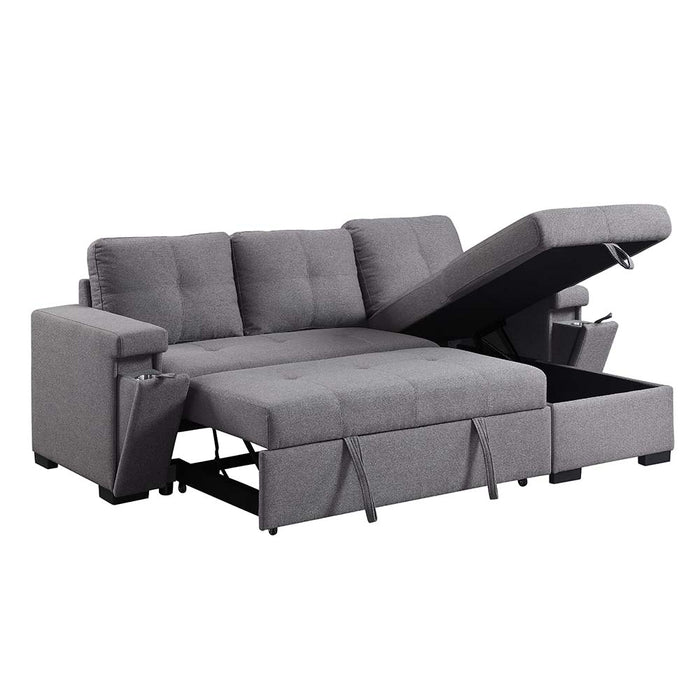 Jacop 95"L Sectional Sofa with Sleeper & Storage