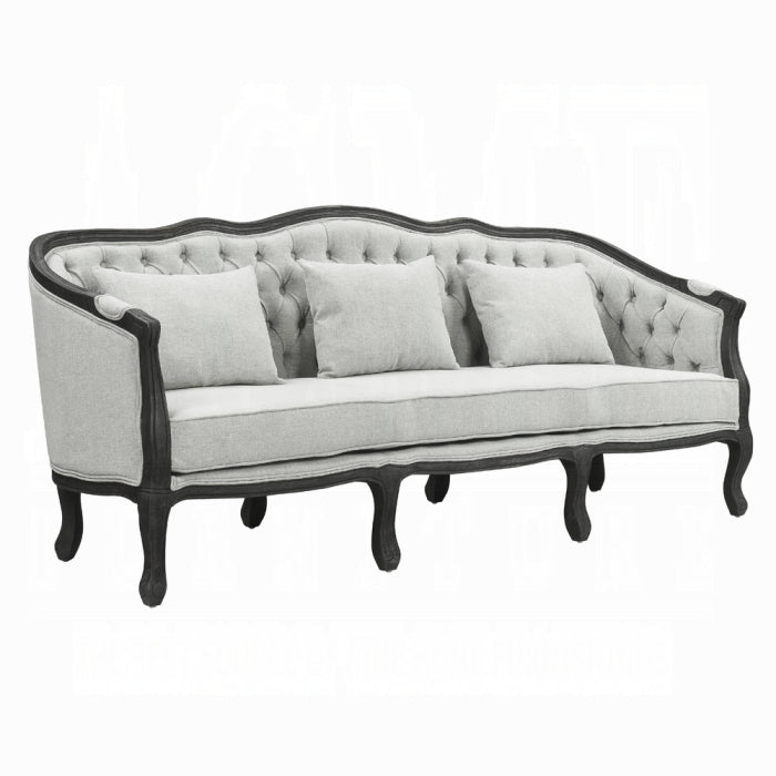 Samael 84"L Linen Sofa with 3 Pillows