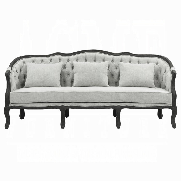 Samael 84"L Linen Sofa with 3 Pillows